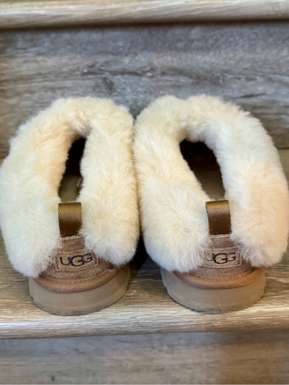 UGG Chestnut Suede Shearling Cuff Women's Slippers - Picture 2 of 4